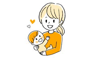 乳幼児を抱く母のイラスト